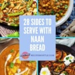 pin showing 4 of the sides to serve with naan with text title overlay.