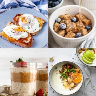 collage of 4 of the college breakfast recipes.