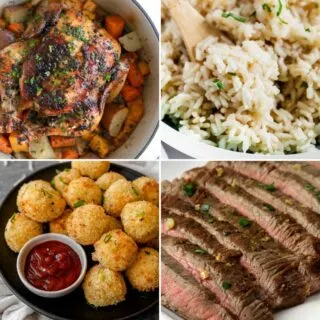 collage of 4 recipes to serve with ratatouille from the roundup.