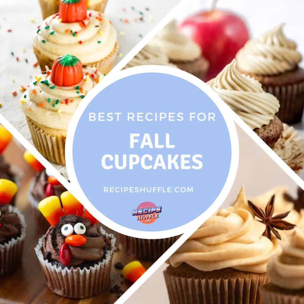 A collage of four images from a collection of the best fall cupcake recipes.