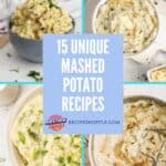 A collage of four mashed potato images with text overlay for pinterest.